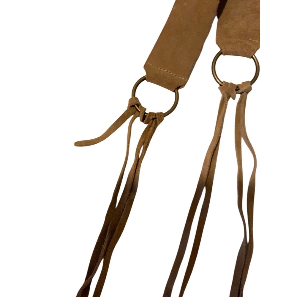 Boho Suede Fringe Belt‎ Western Hippie Ring Detail Accent Belt - Picture 2 of 4